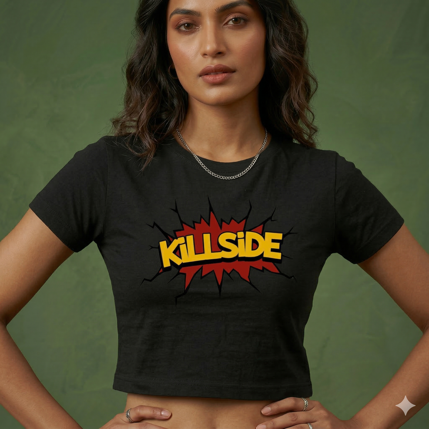 Women's Black Killside Crop Top