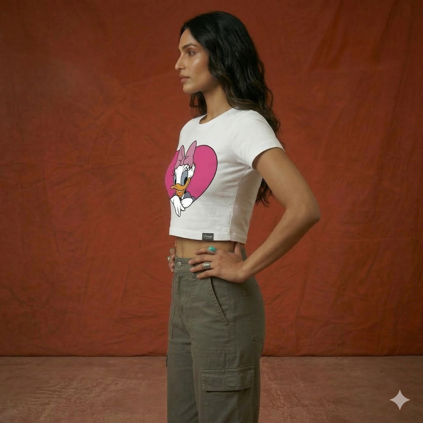 Female Daisy Duck White Crop Top