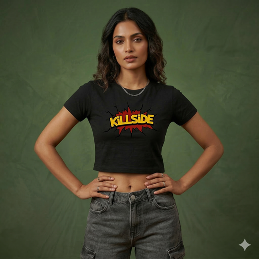Women's Black Killside Crop Top