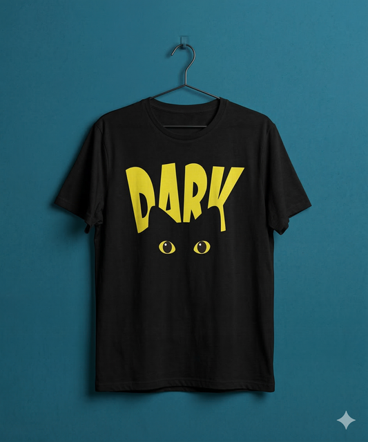 Women's Black Dark Graphic Crew Neck Top