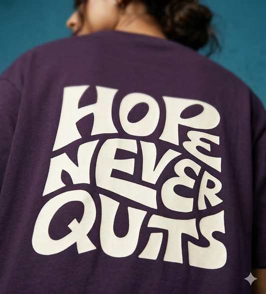 Women's Purple Back Hope Never Dies Printed Oversized Tshirt